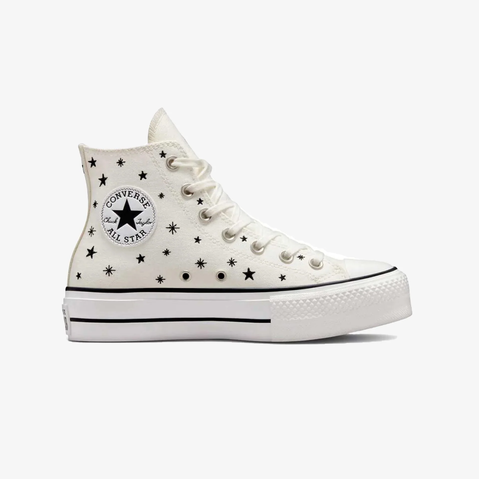 Converse | CHUCK TAYLOR ALL STAR LIFT PLATFORM EMBROIDERED STARS { EGRET/BLACK/MOONSTONE VIOLET