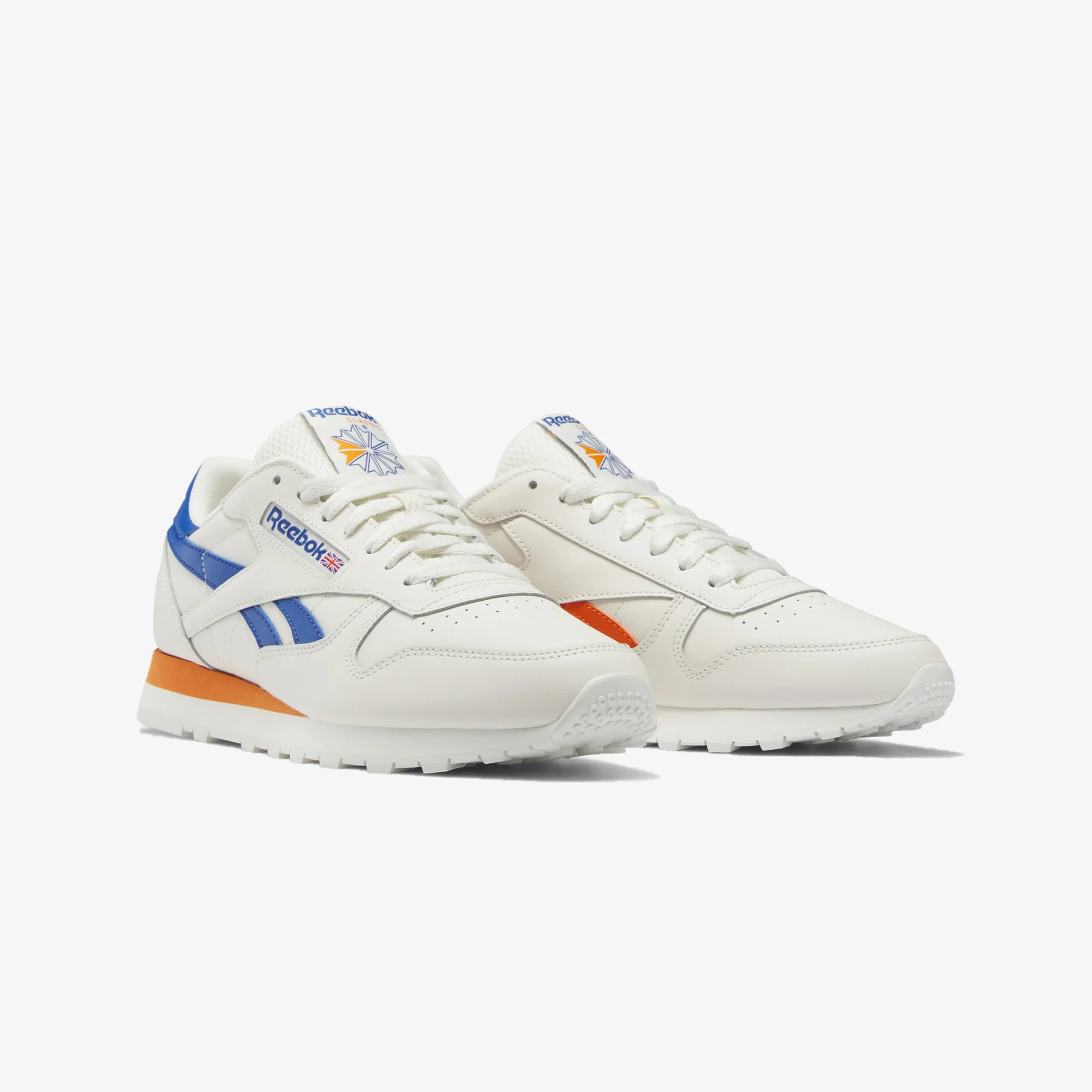 Reebok | CLASSIC LEATHER { BLUE/ORANGE - Image 2