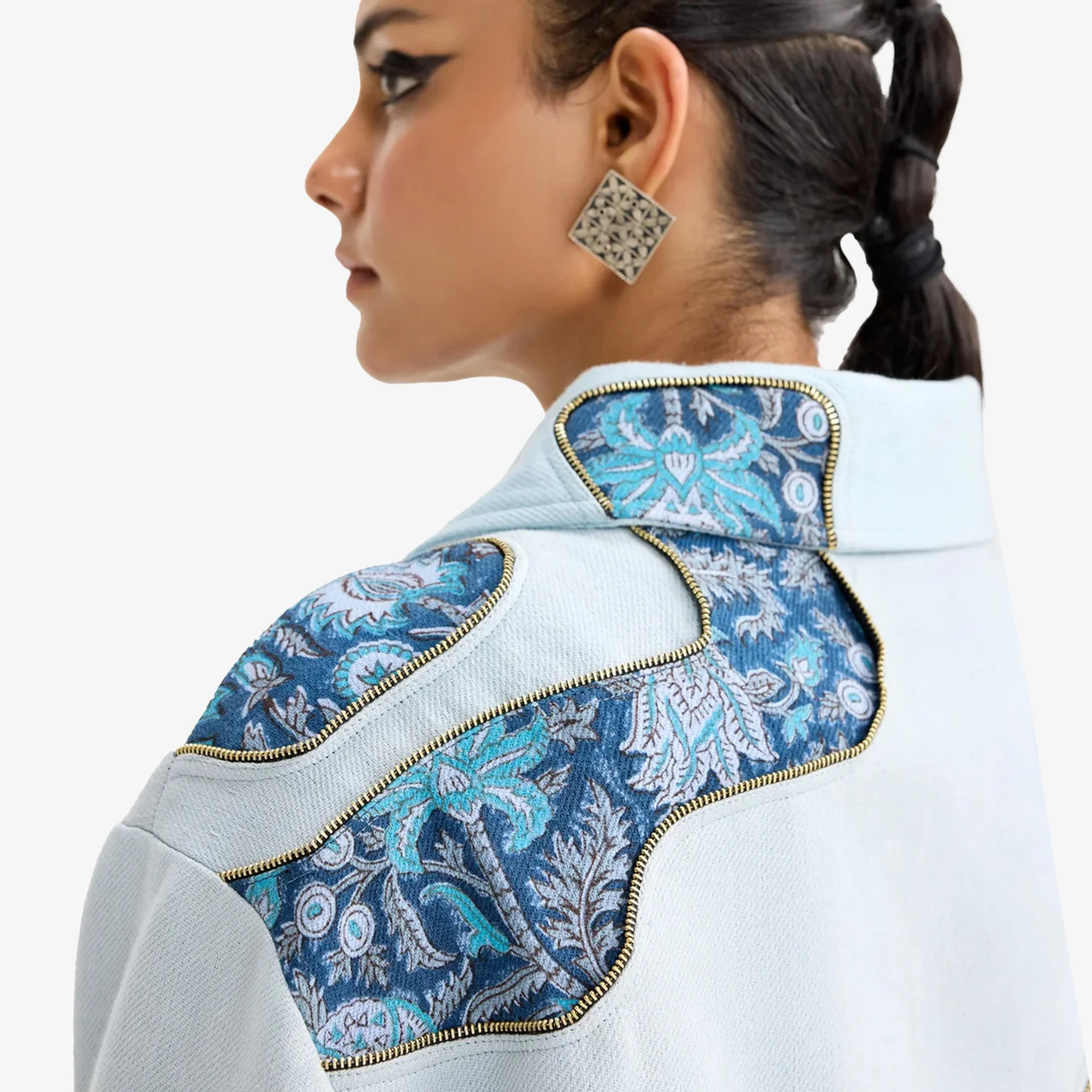 F A R A K | CLOSURE HANDMADE JACKET { BLUE/BLUE - Image 4
