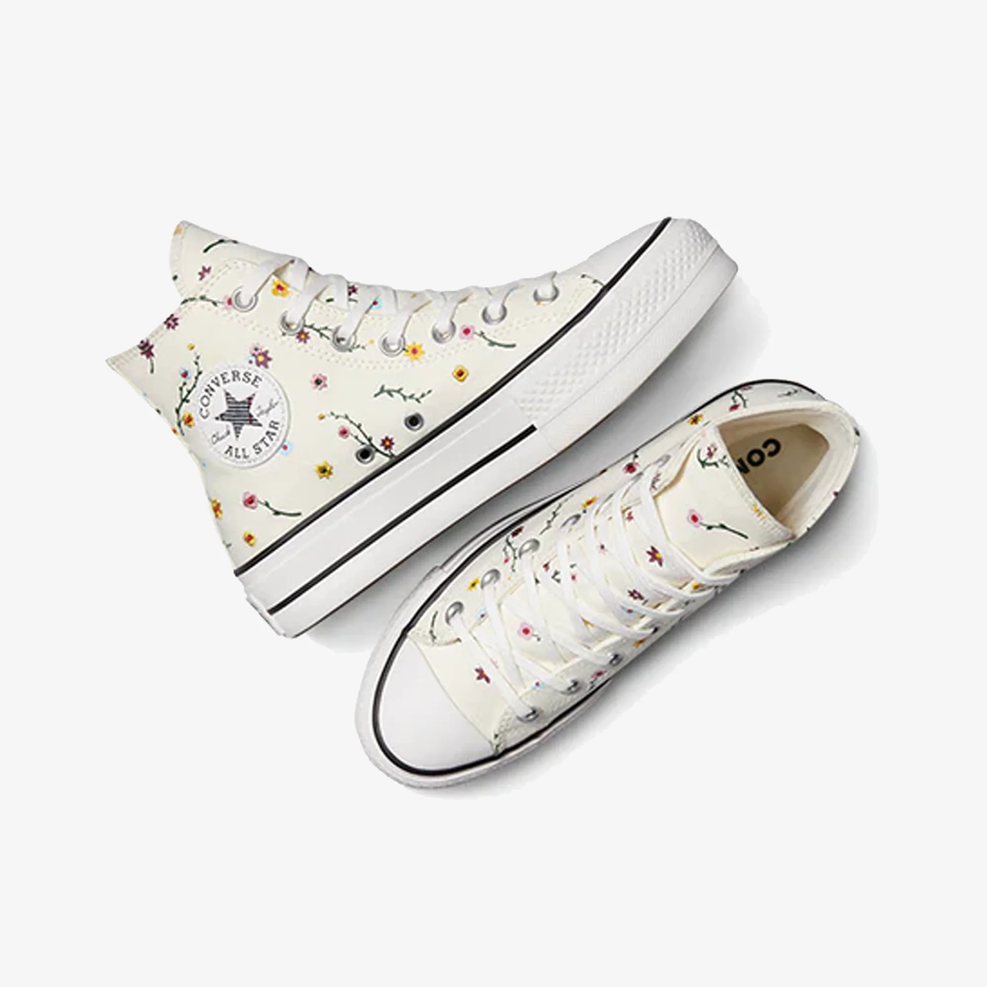 Converse | CHUCK TAYLOR ALL STAR LIFT PLATFORM EMBROIDERED BLOOMS { CREAM/WHITE - Image 2