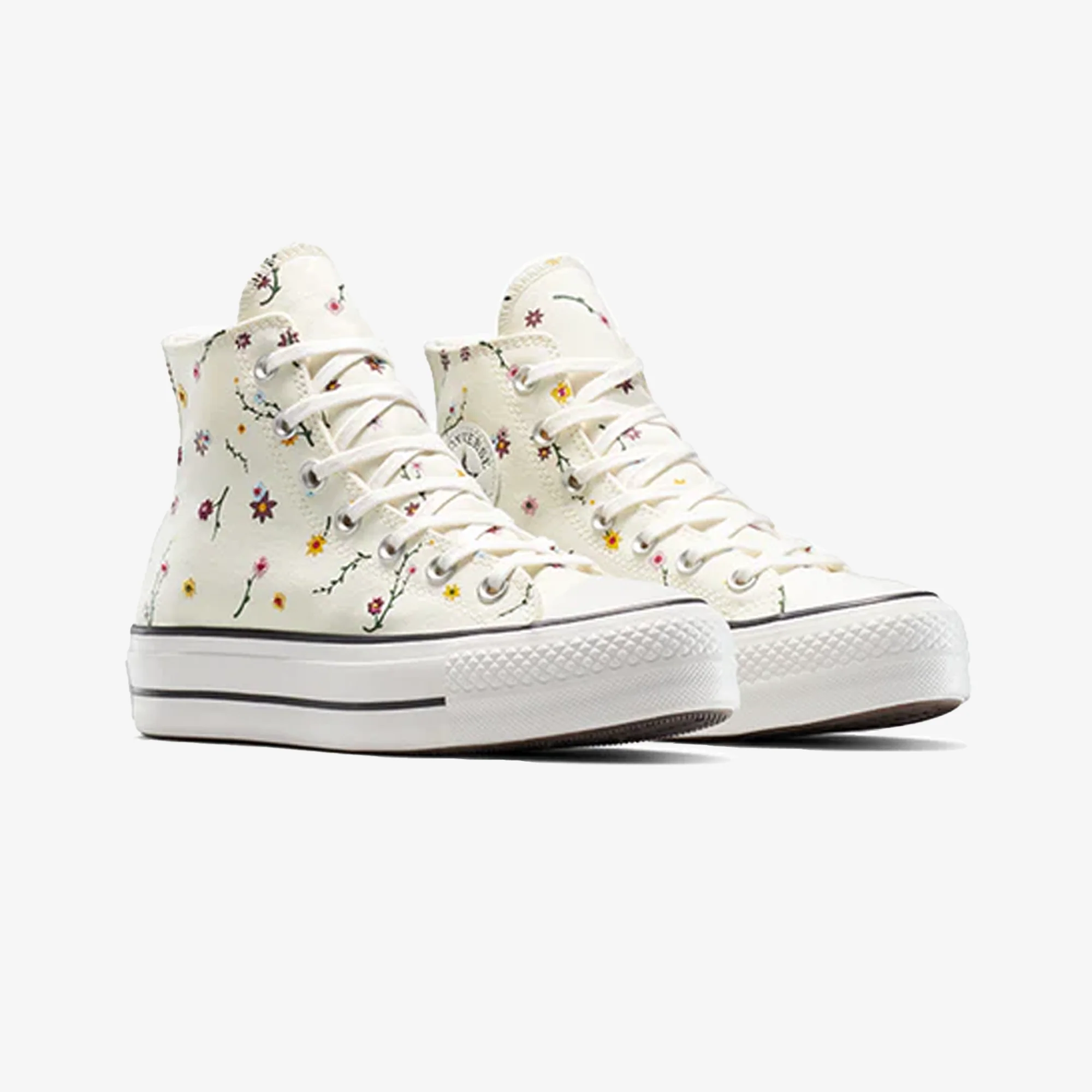 Converse | CHUCK TAYLOR ALL STAR LIFT PLATFORM EMBROIDERED BLOOMS { CREAM/WHITE - Image 3