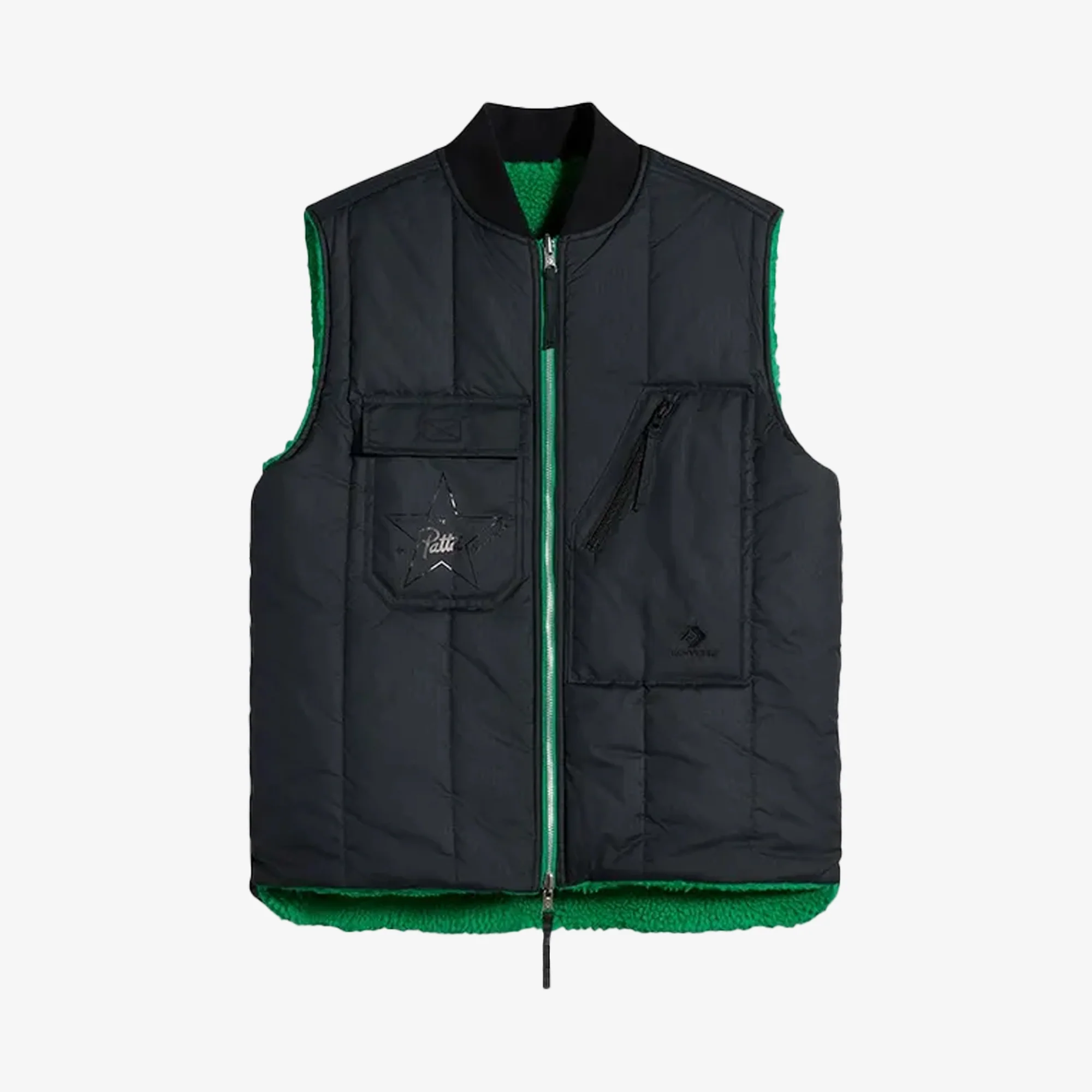 Converse | X PATTA REVERSIBLE VEST { GREEN/BLACK - Image 3