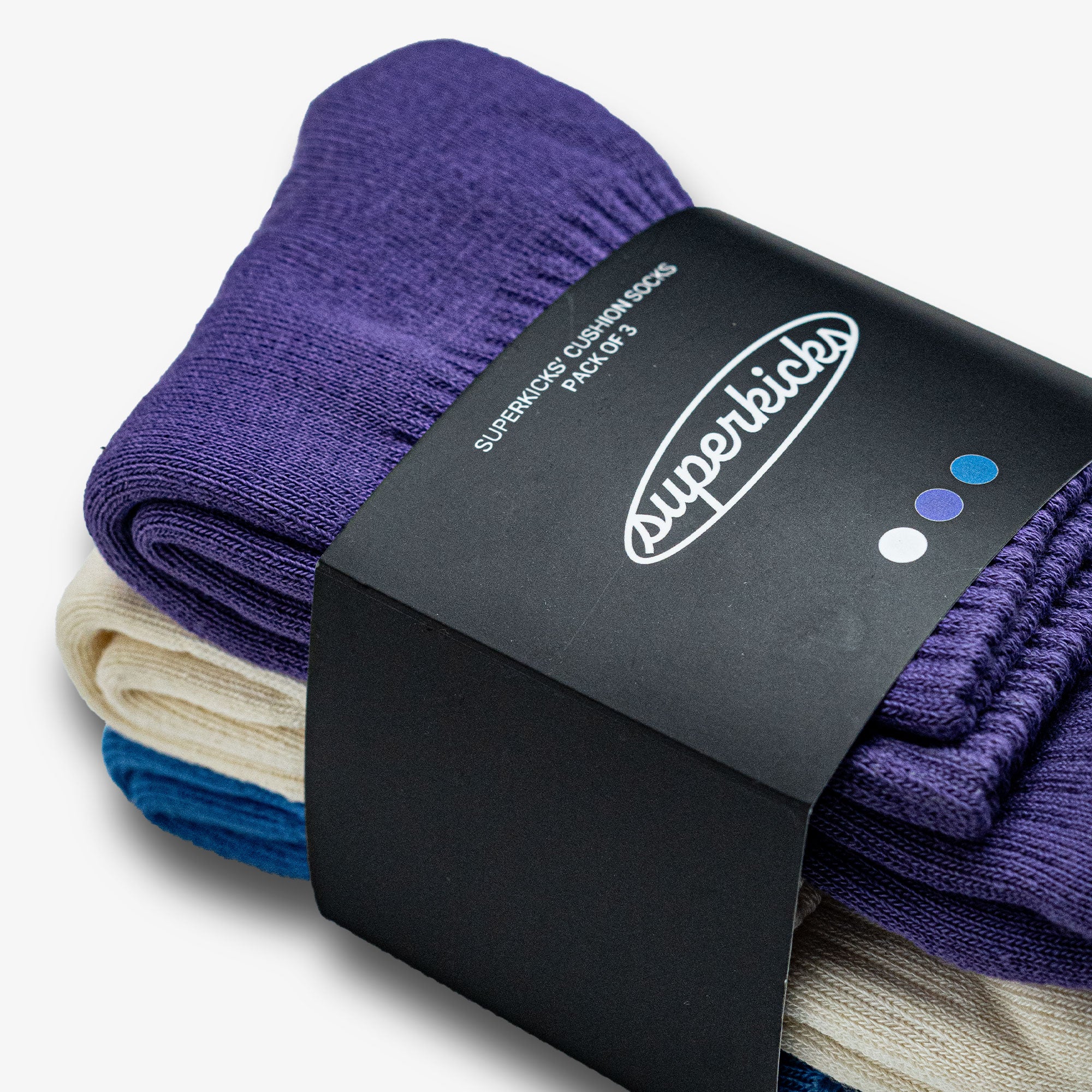 Superkicks | CREW SOCKS  { WHITE/PURPLE/BLUE - Image 6