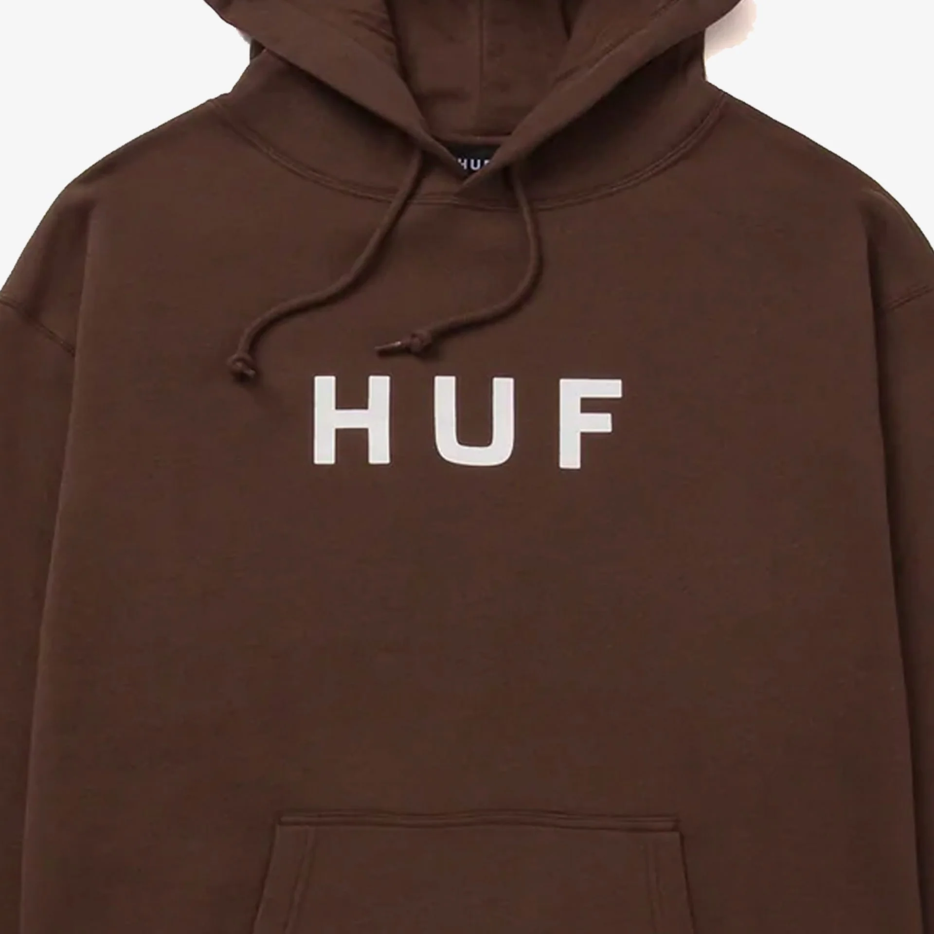 HUF | ESSENTIALS OG LOGO HOODIE { CHOCOLATE - Image 2