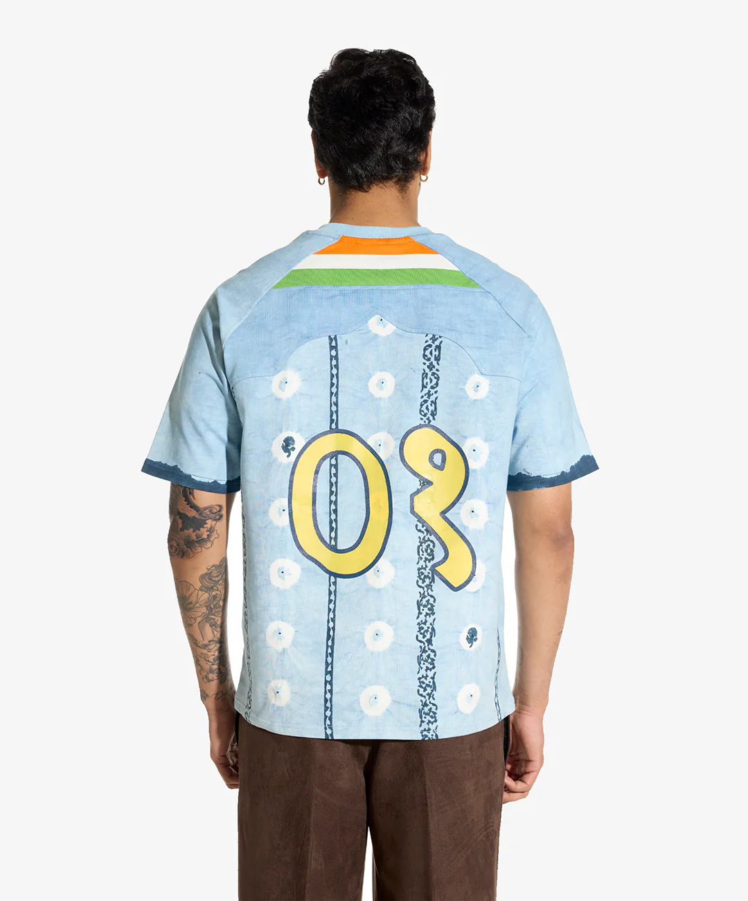 F A R A K | BANDHANI T-SHIRT { BLUE/YELLOW - Image 2