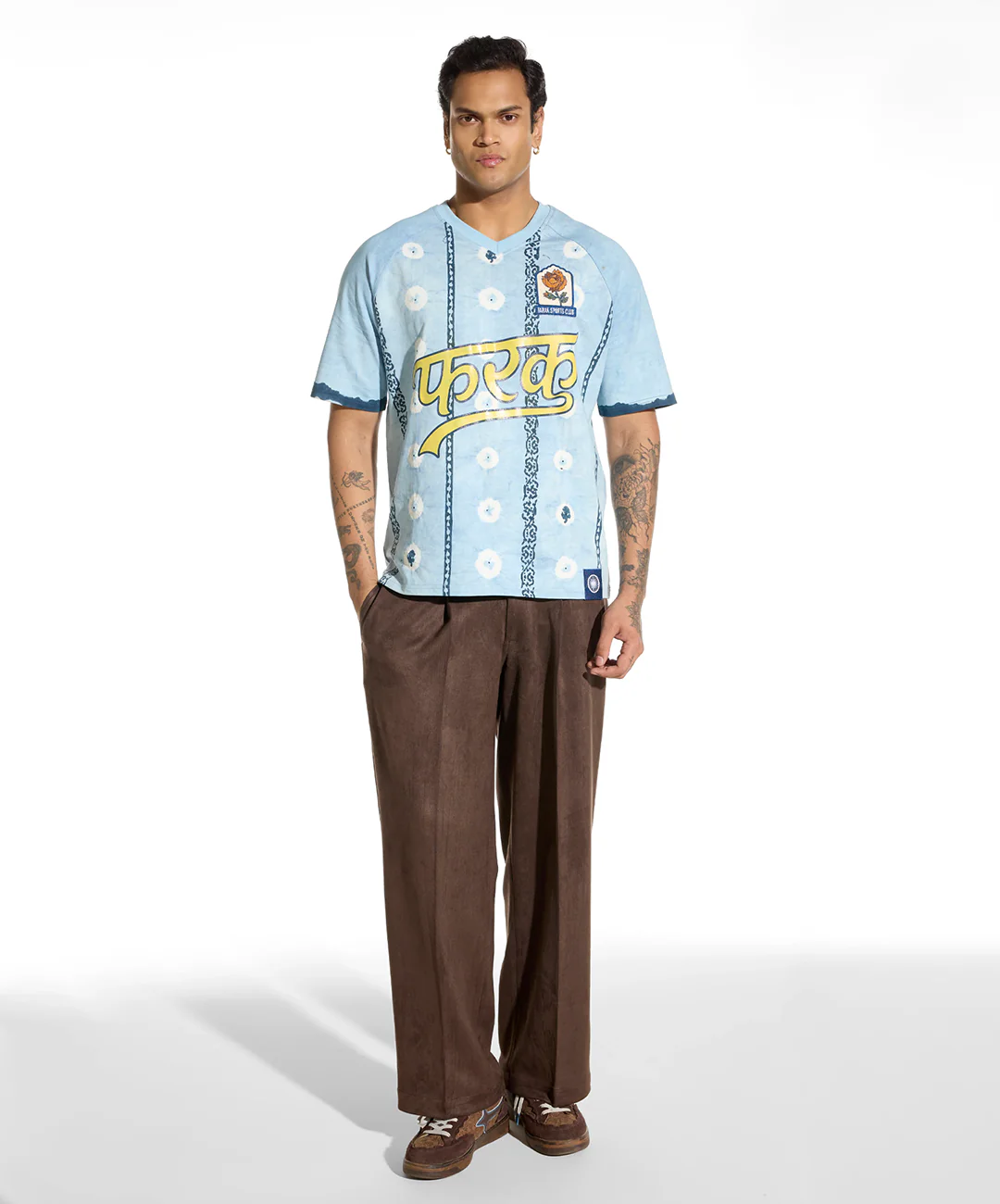 F A R A K | BANDHANI T-SHIRT { BLUE/YELLOW - Image 6