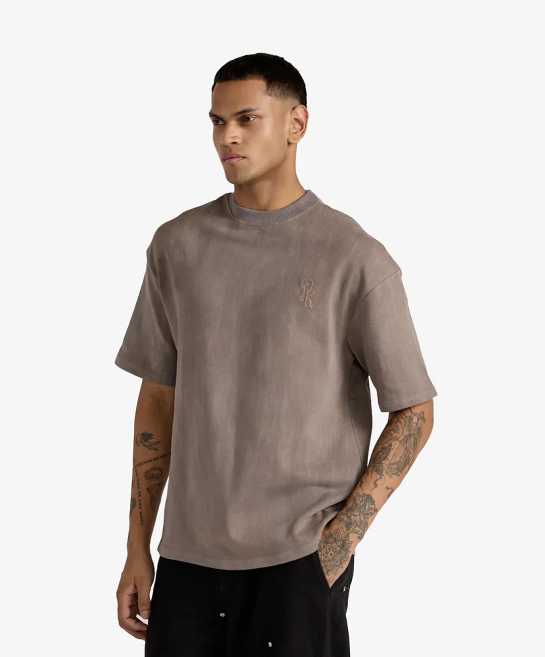 F A R A K | BASICS GREY BAGRU T-SHIRT { GREY - Image 2