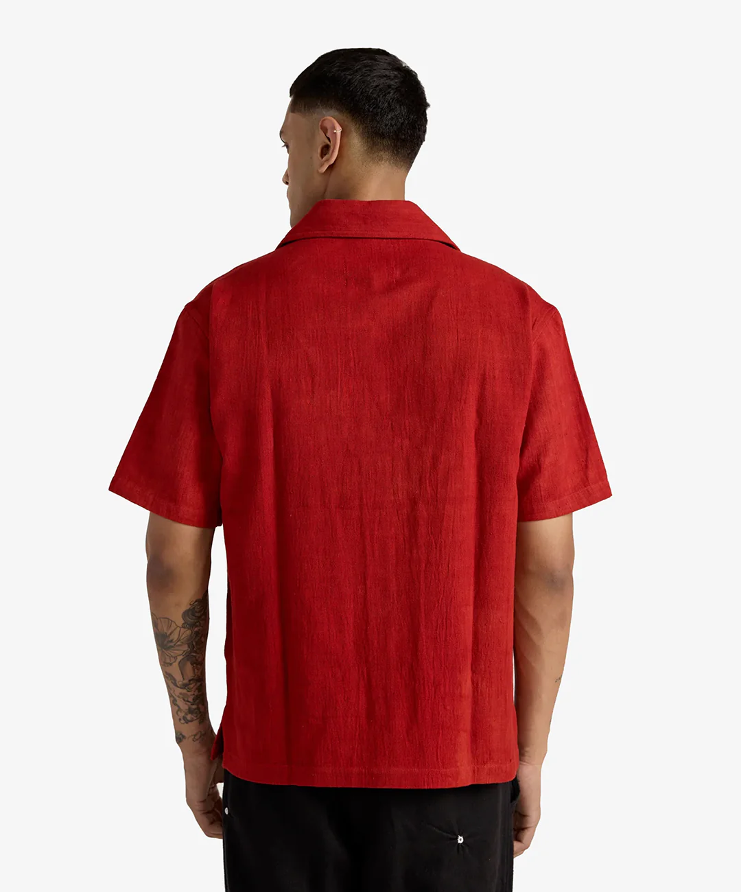 F A R A K | BASICS RED BAGRU SHIRT { RED - Image 3