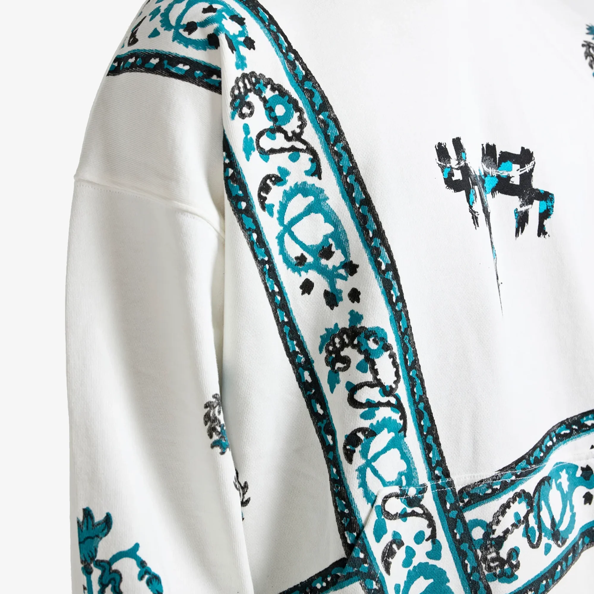 F A R A K | COSMIC BLOCKPRINT HOODIE { WHITE - Image 3