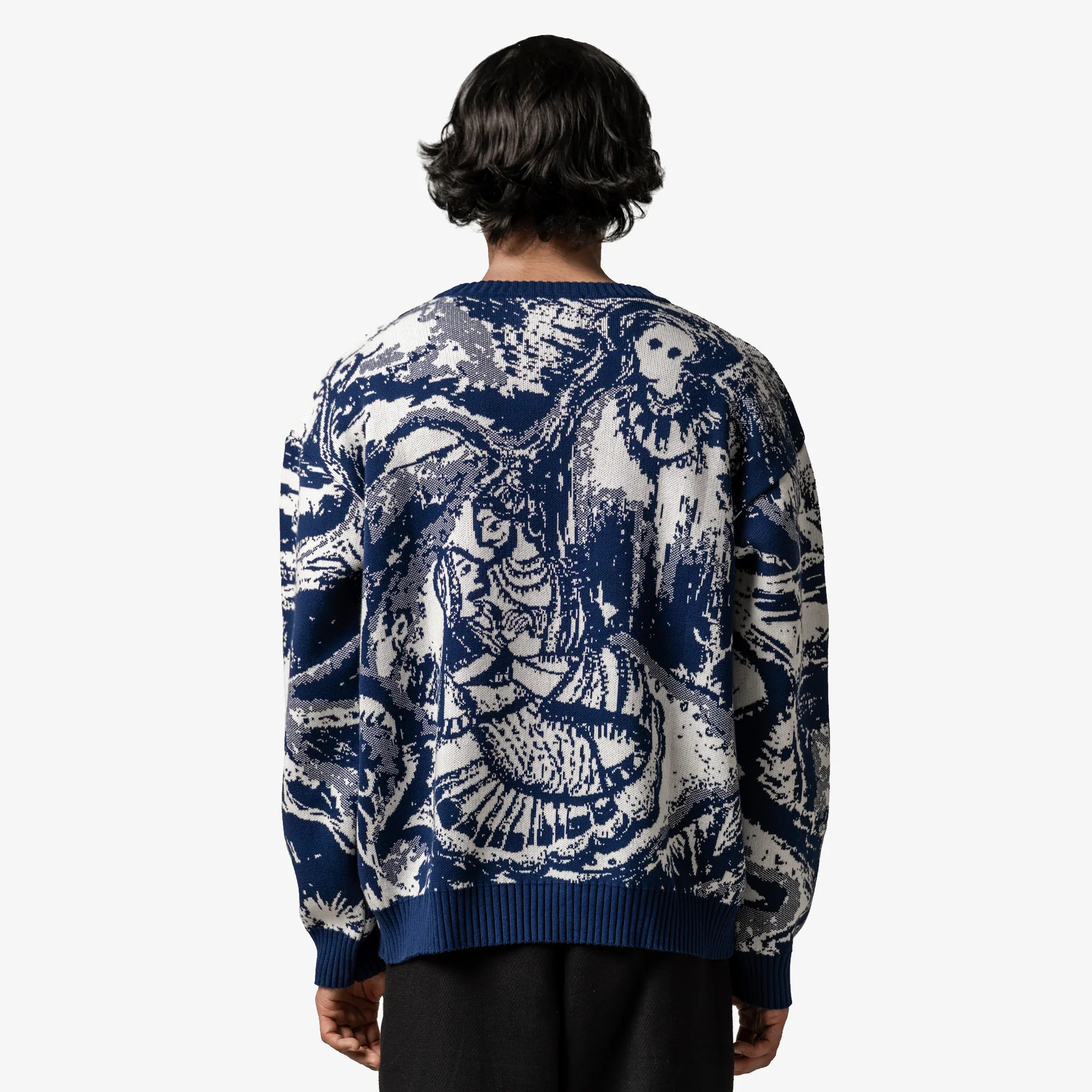 F A R A K | DARBAAR FLAT KNIT SWEATER { BLUE - Image 2