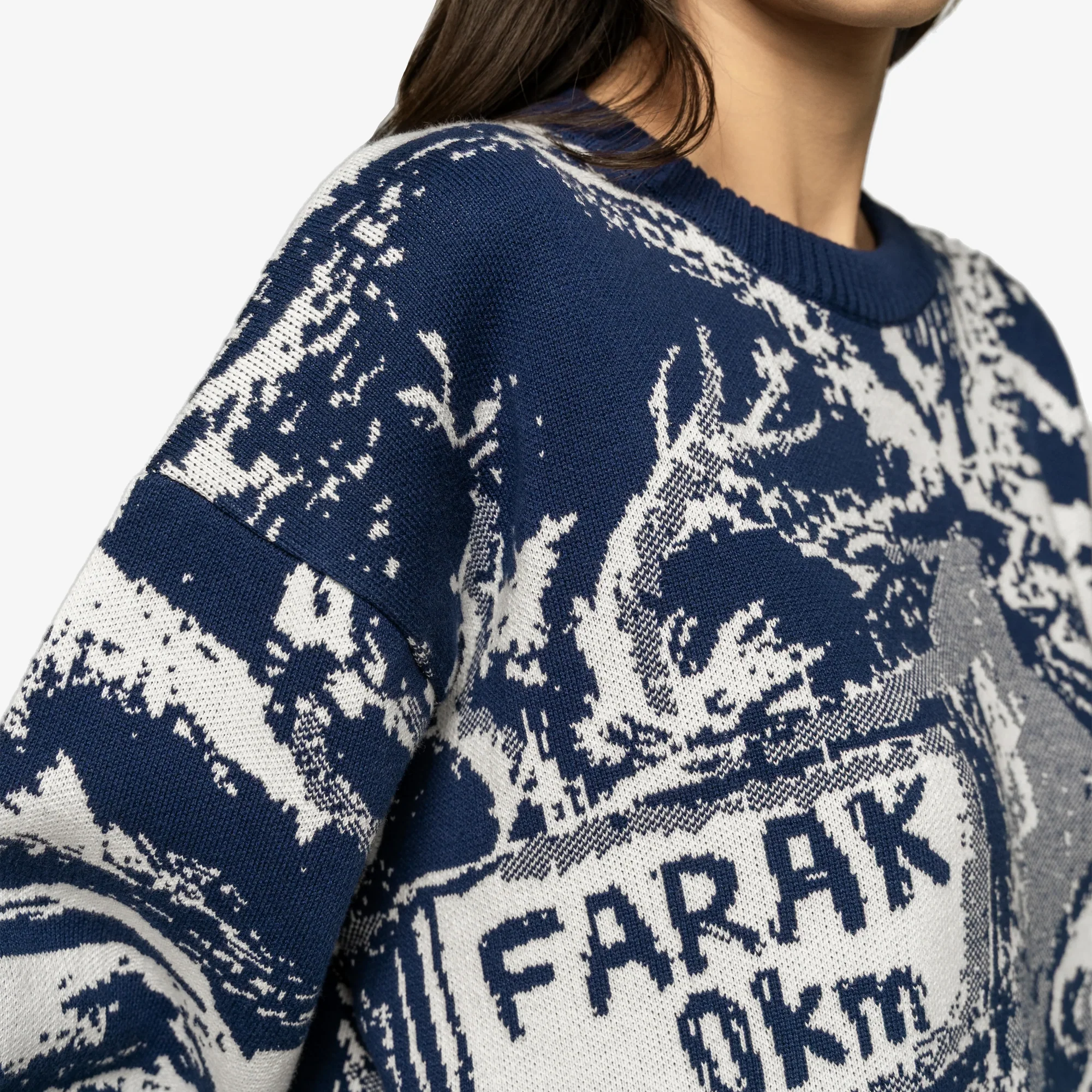 F A R A K | DARBAAR FLAT KNIT SWEATER { BLUE - Image 4