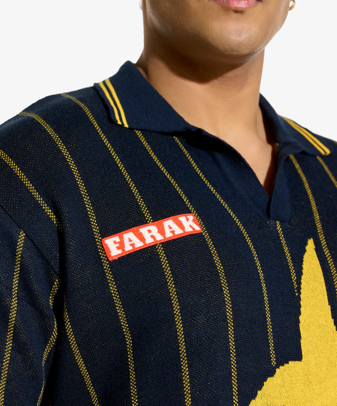 F A R A K | FLAT - KNIT INDIAN JERESY { BLUE/YELLOW - Image 4