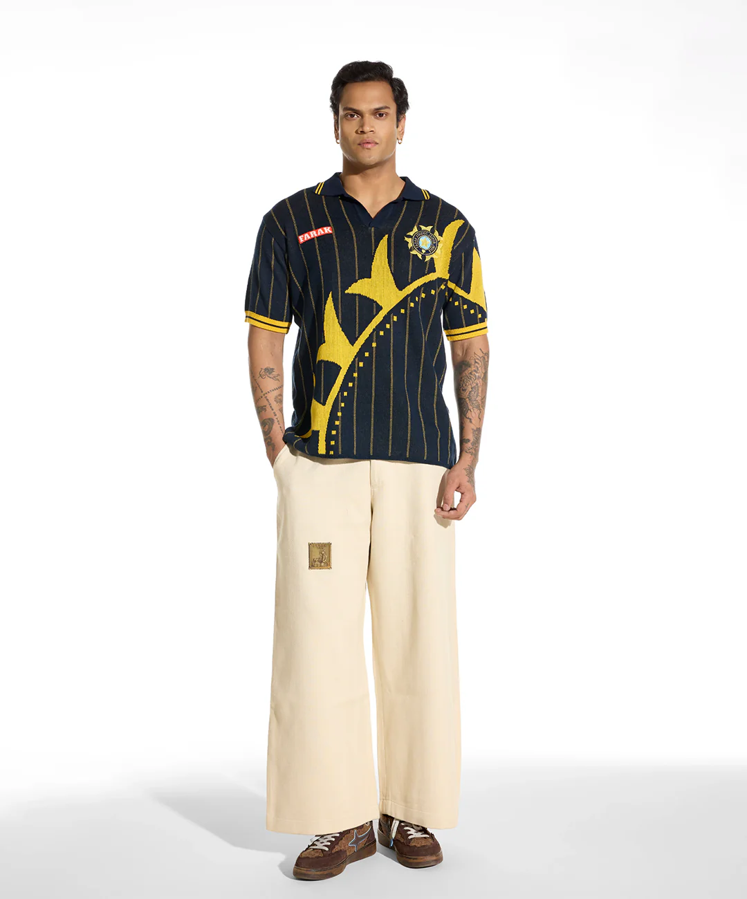 F A R A K | FLAT - KNIT INDIAN JERESY { BLUE/YELLOW - Image 6
