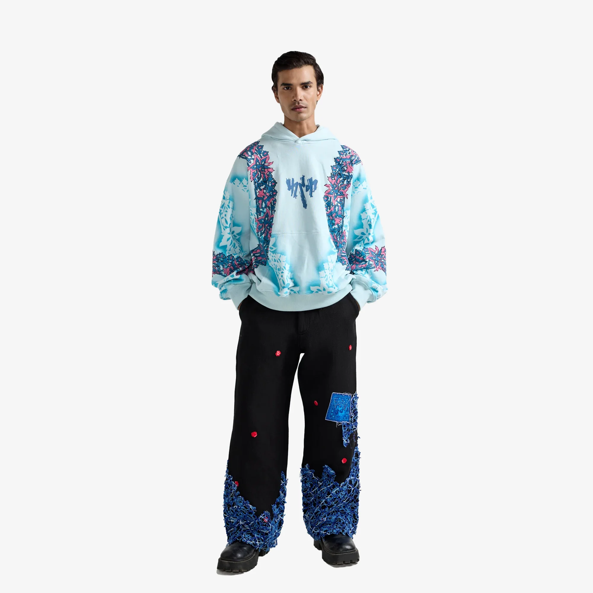 F A R A K | REMINISCENCE HANDMADE HOODIE { BLUE - Image 2