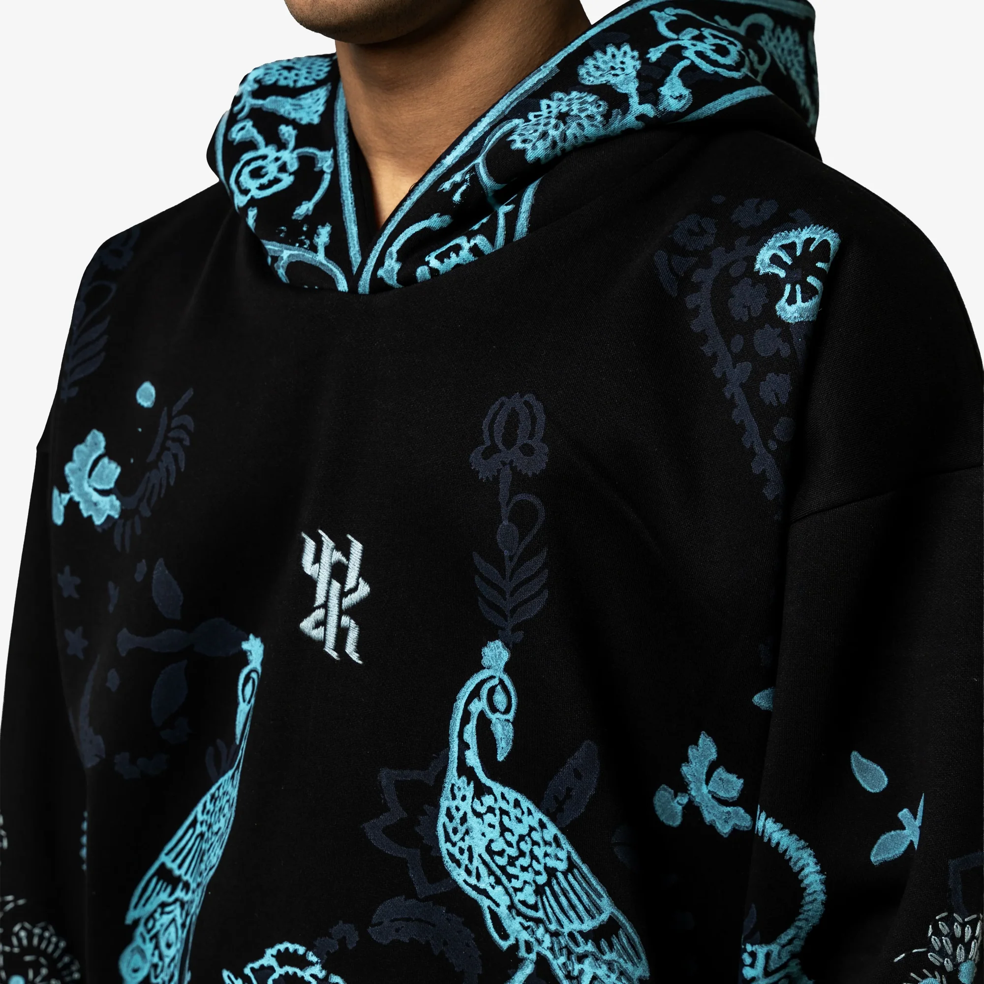 F A R A K | SAPPHIRE HANDMADE HOODIE { BLACK - Image 3