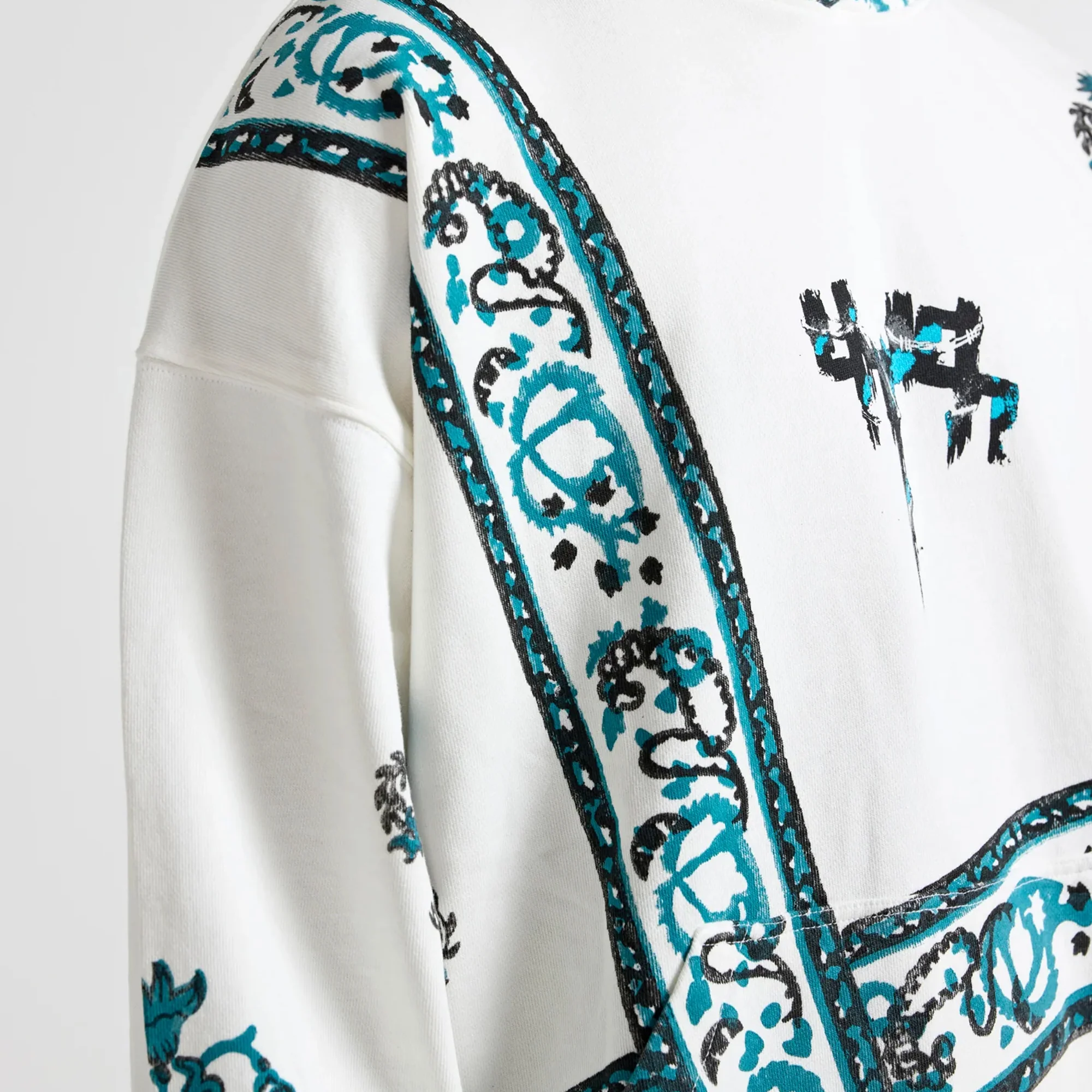 F A R A K | COSMIC BLOCKPRINT HOODIE { WHITE - Image 6