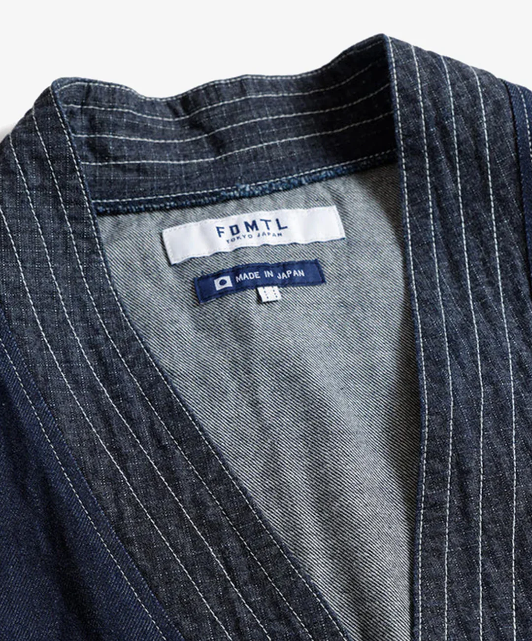 FDMTL | DENIM HAORI S/S SHIRT RINSE { INDIGO - Image 3
