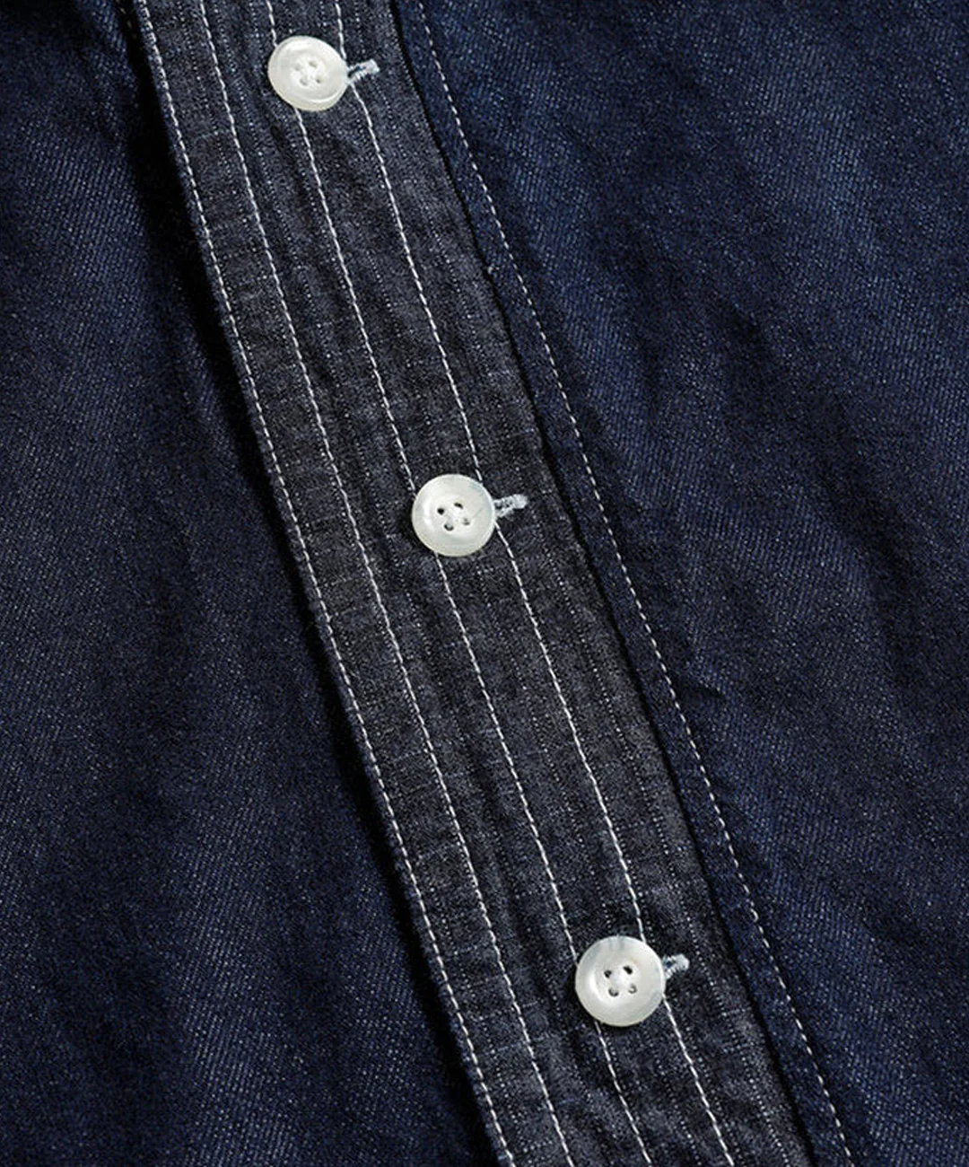 FDMTL | DENIM HAORI S/S SHIRT RINSE { INDIGO - Image 7