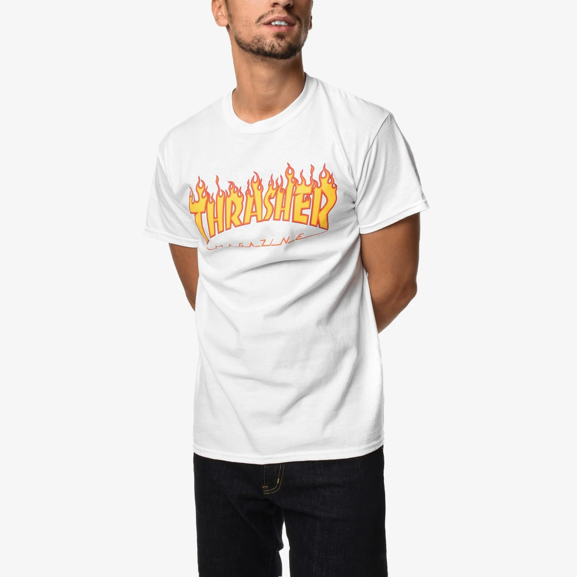 Thrasher | FLAME LOGO T-SHIRT { WHITE
