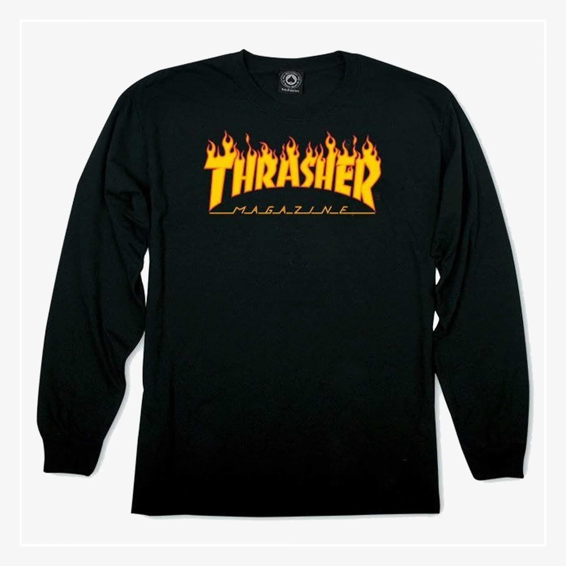 Thrasher | FLAME LONG SLEEVE { BLACK