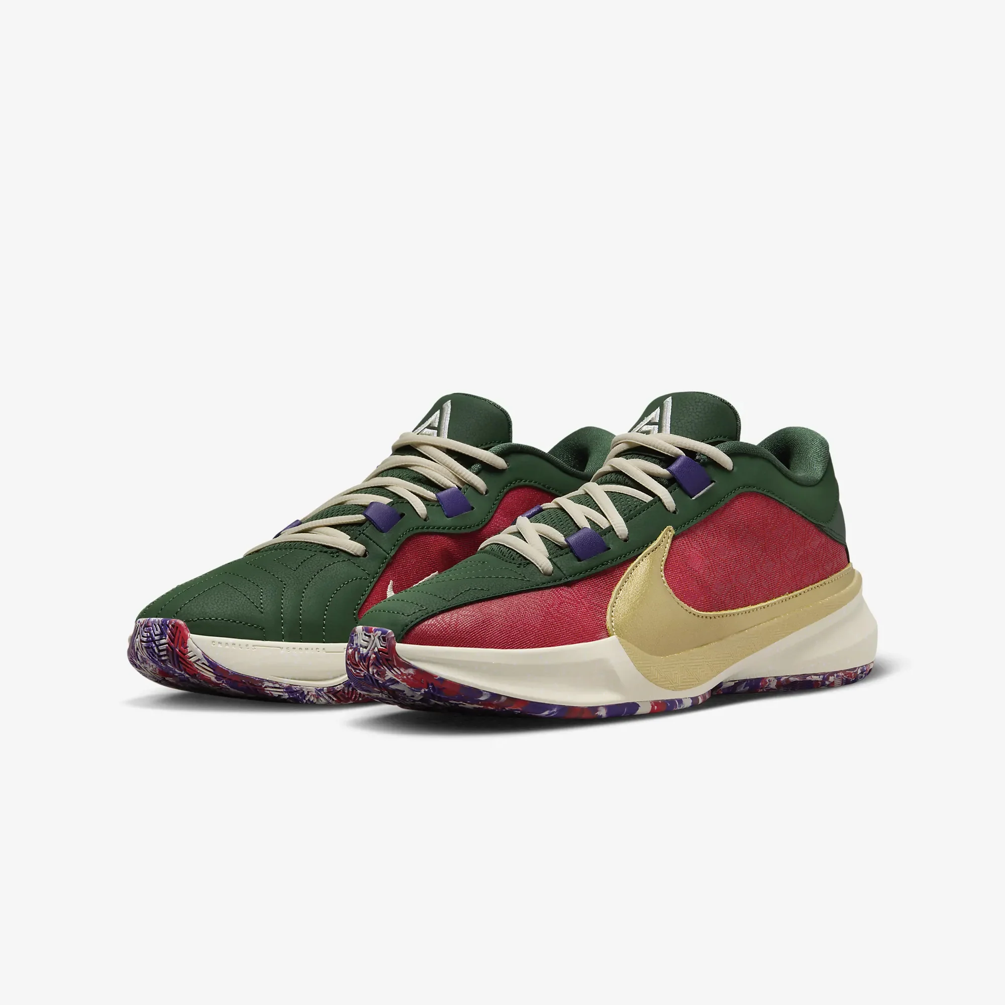 Nike | FREAK 5 EP { GYM RED/METALLIC GOLD-FIR-COURT PURPLE - Image 2