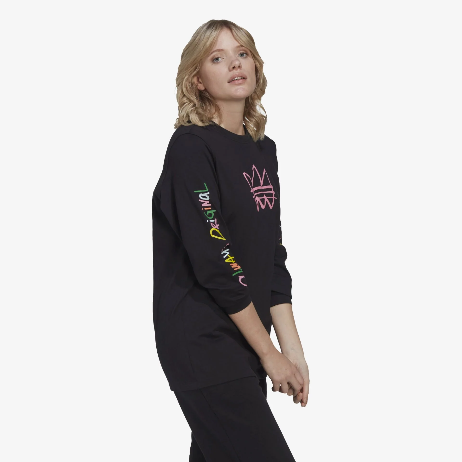 Adidas Originals | GRAPHIC LS TEE  { BLACK - Image 2