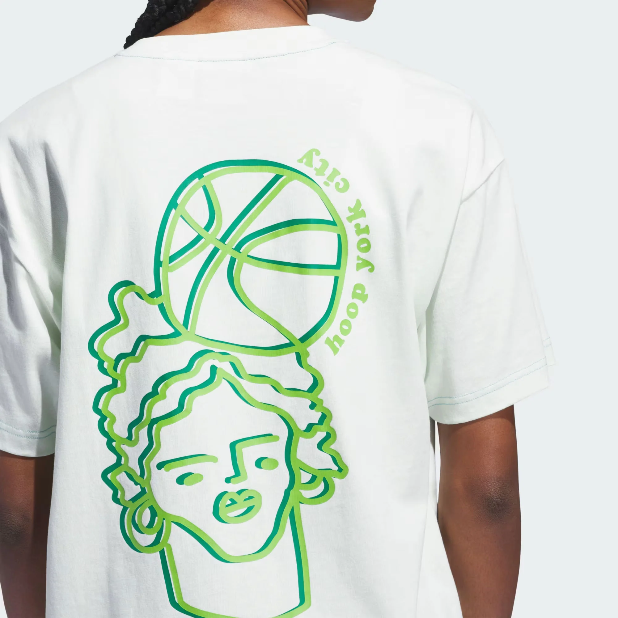Adidas Originals | HOOP YORK CITY TEE (GENDER NEUTRAL) { CRYSTAL JADE - Image 3