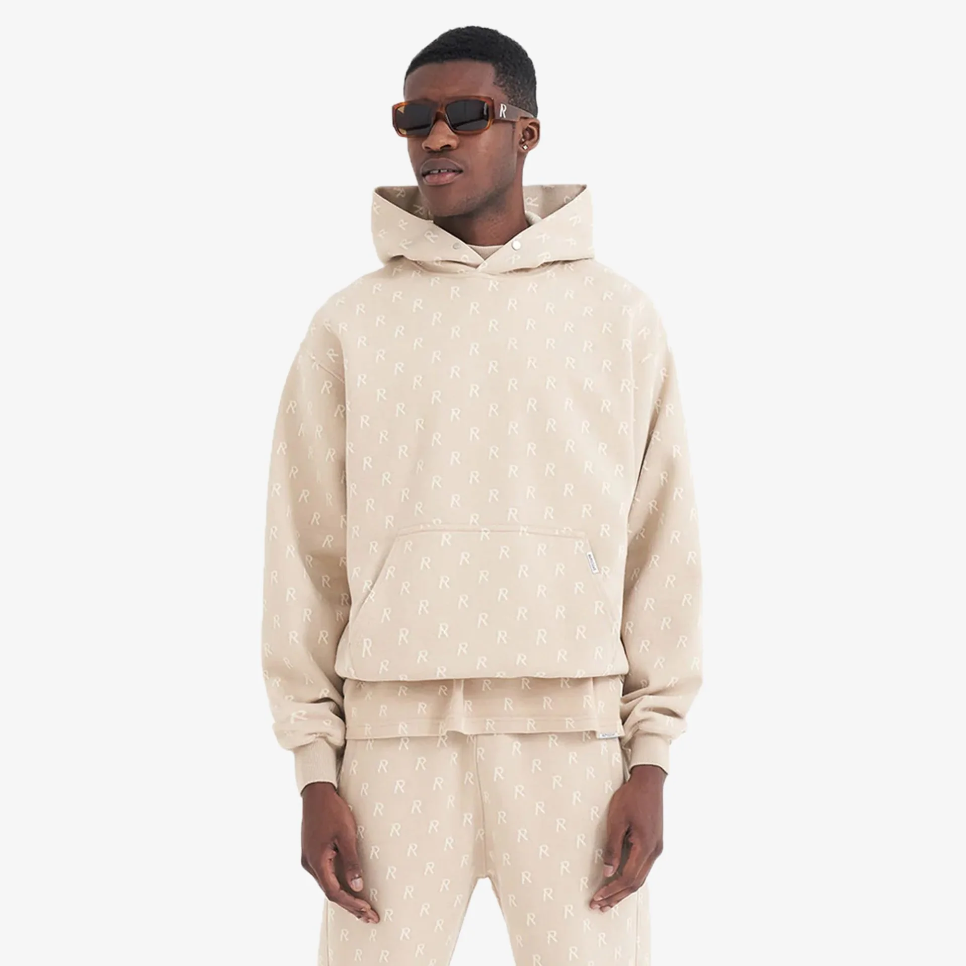 Represent | INTARSIA INITIAL HOODIE { WHEAT