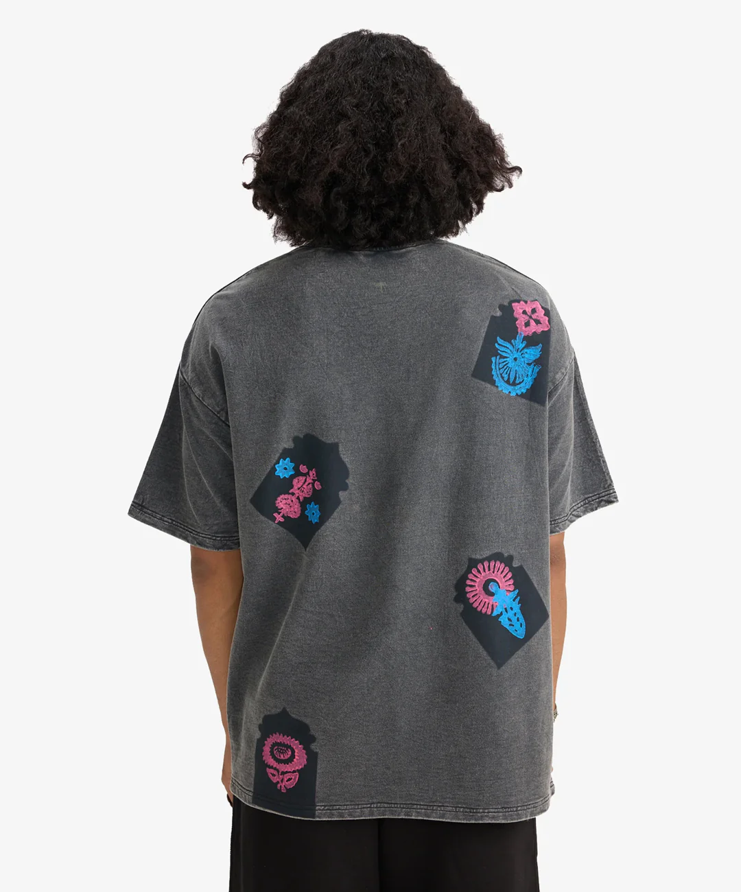 F A R A K | JAROKHA BLOCK PRINT T-SHIRT { GREY/GREY - Image 4