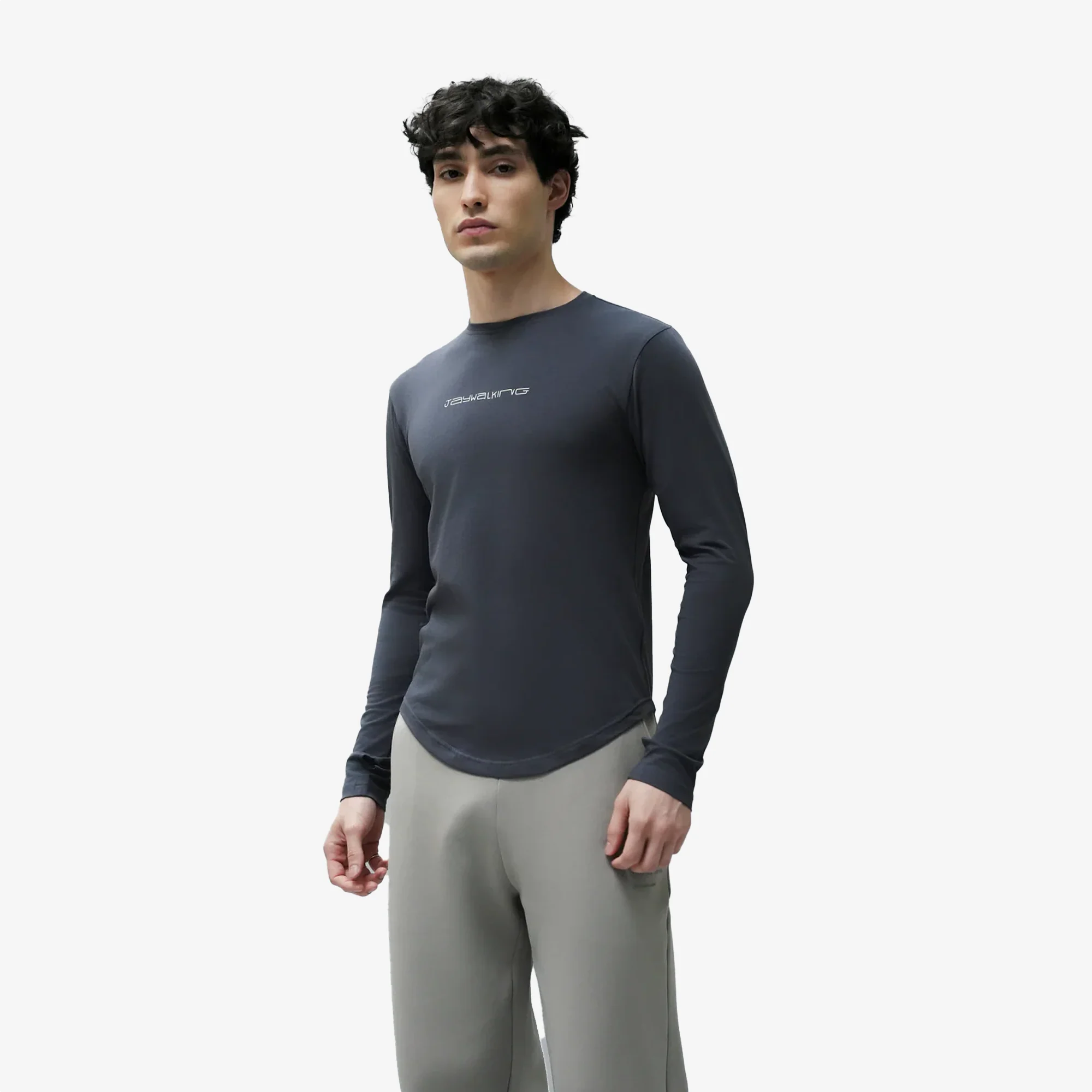 JAYWALKING | BODYCON MEN FULL SLEEVE { GREY - Image 4