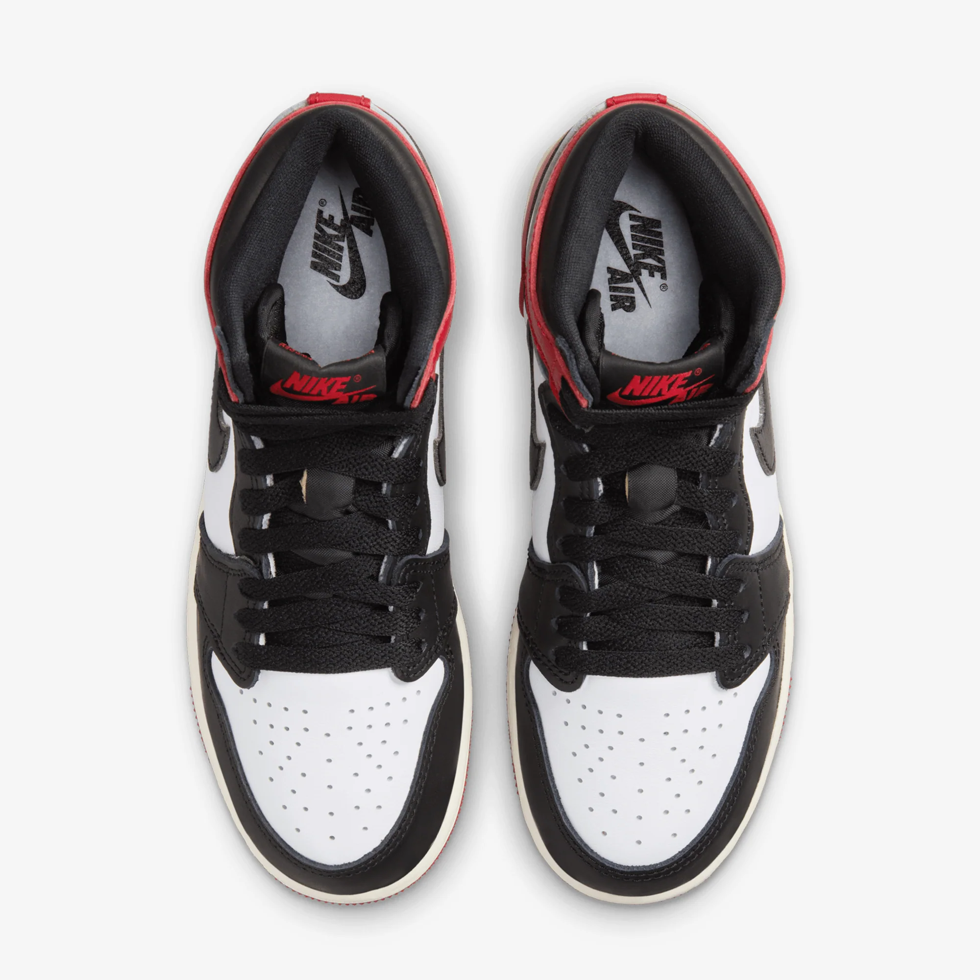 JORDAN | AIR JORDAN 1 HIGH OG (GS) "BLACK TOE" { WHITE/BLACK-VARSITY RED-SAIL - Image 2