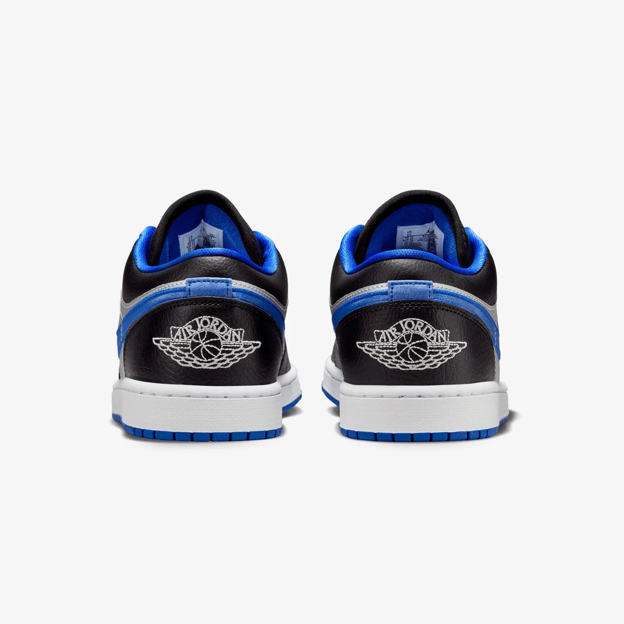 JORDAN | AIR JORDAN 1 LOW { BLACK/WHITE-GAME ROYAL-MTLC PLATINUM - Image 4