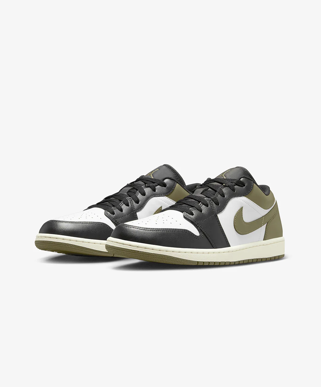 JORDAN | AIR JORDAN 1 LOW { BLACK/WHITE-MEDIUM OLIVE - Image 3