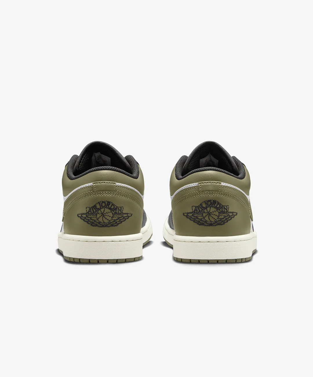 JORDAN | AIR JORDAN 1 LOW { BLACK/WHITE-MEDIUM OLIVE - Image 4