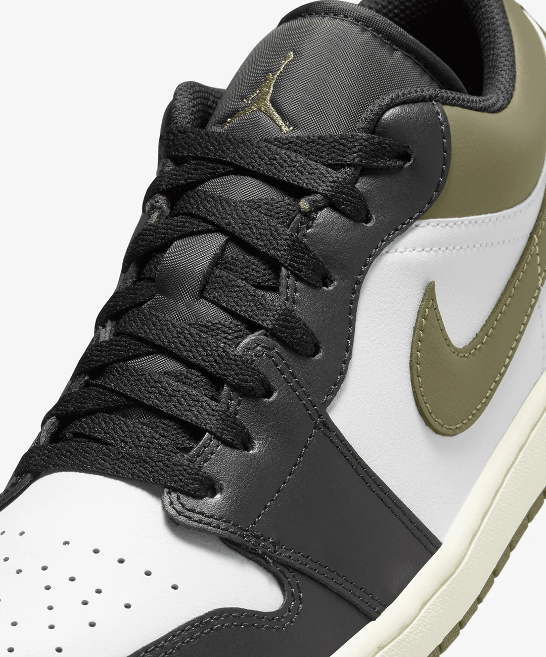 JORDAN | AIR JORDAN 1 LOW { BLACK/WHITE-MEDIUM OLIVE - Image 5