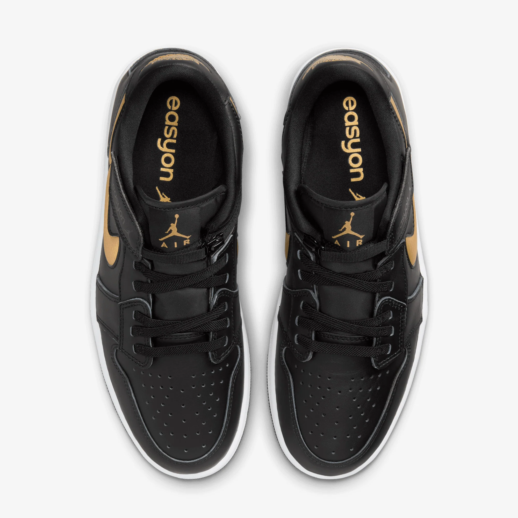 JORDAN | AIR JORDAN 1 LOW EASYON { BLACK/METALLIC GOLD-WHITE - Image 2