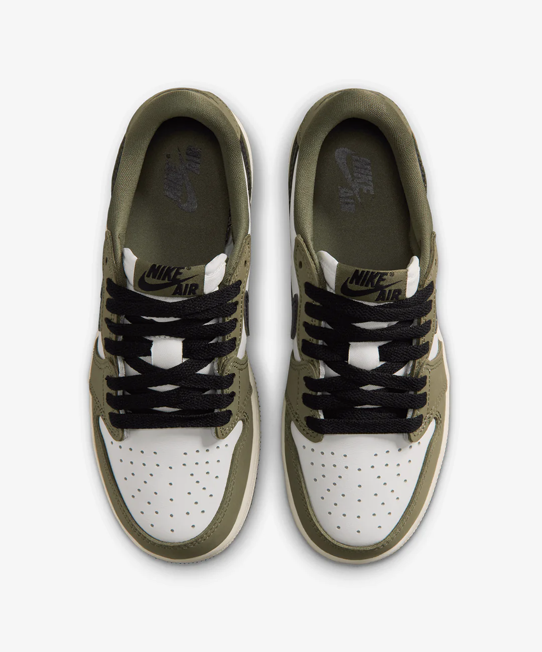 JORDAN | AIR JORDAN 1 RETRO LOW { MEDIUM OLIVE/SUMMIT WHITE - Image 2