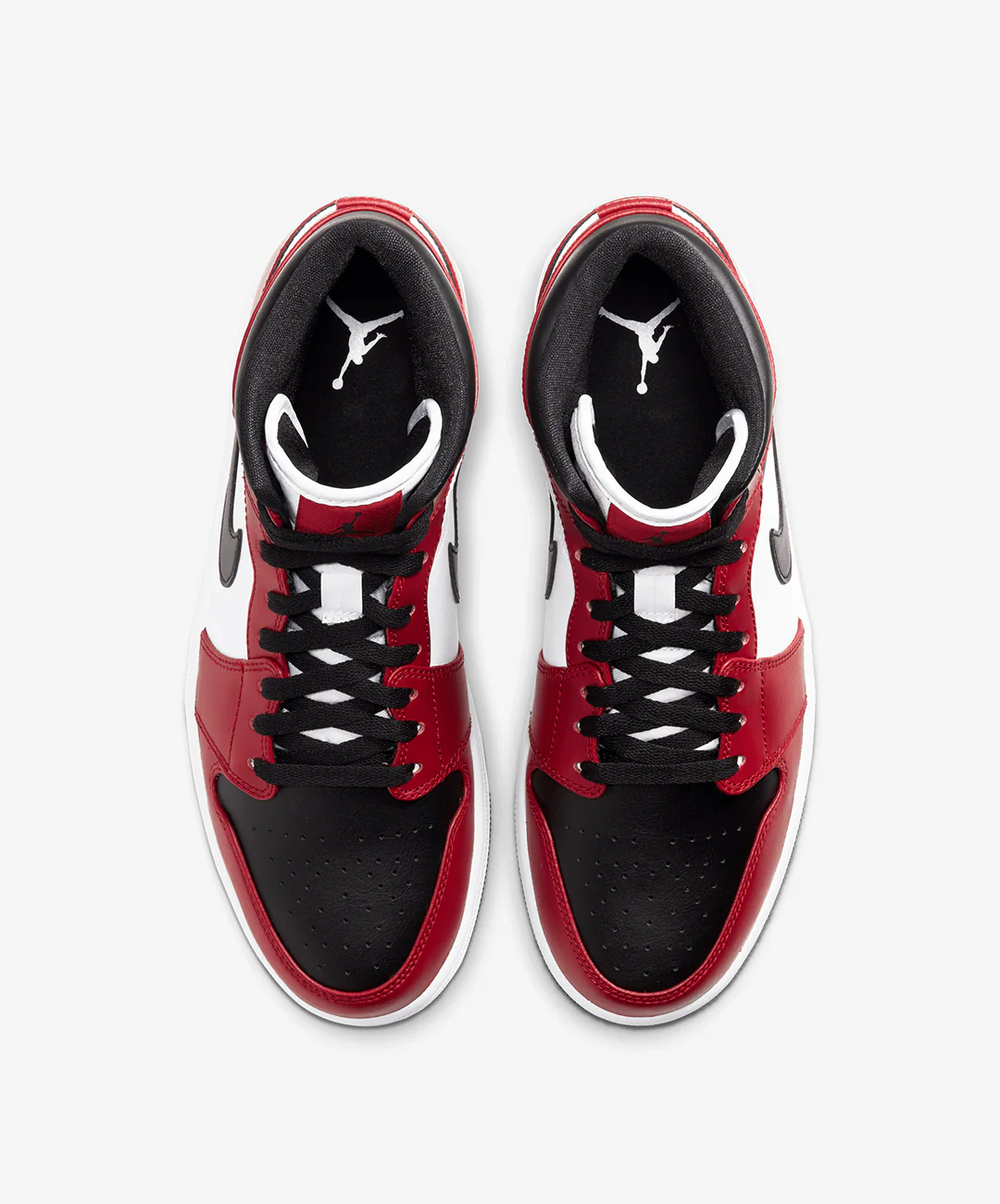 JORDAN | AIR JORDAN 1 MID { BLACK/BLACK-GYM RED - Image 2