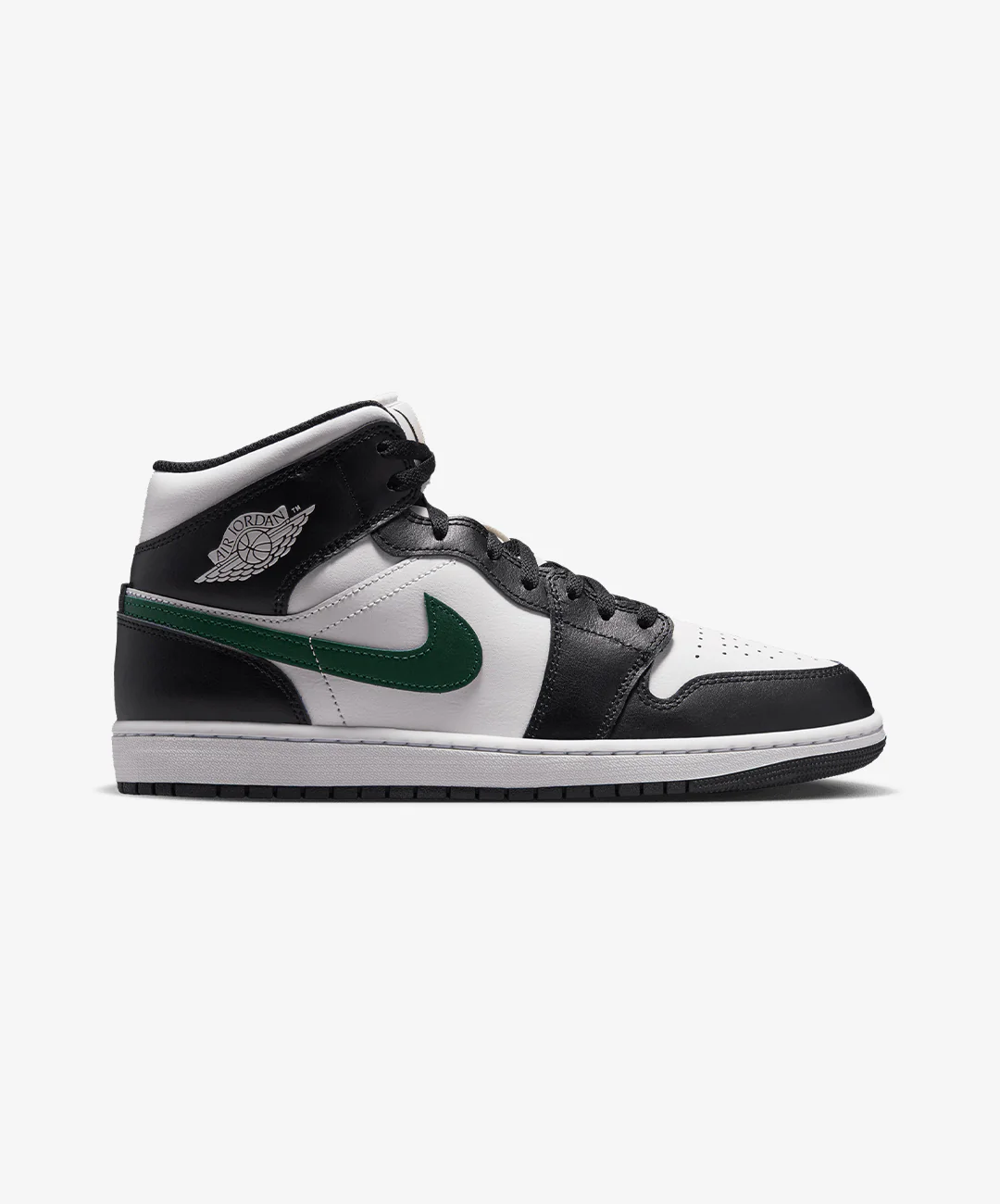 JORDAN | AIR JORDAN 1 MID { BLACK/SUMMIT WHITE-GORGE GREEN