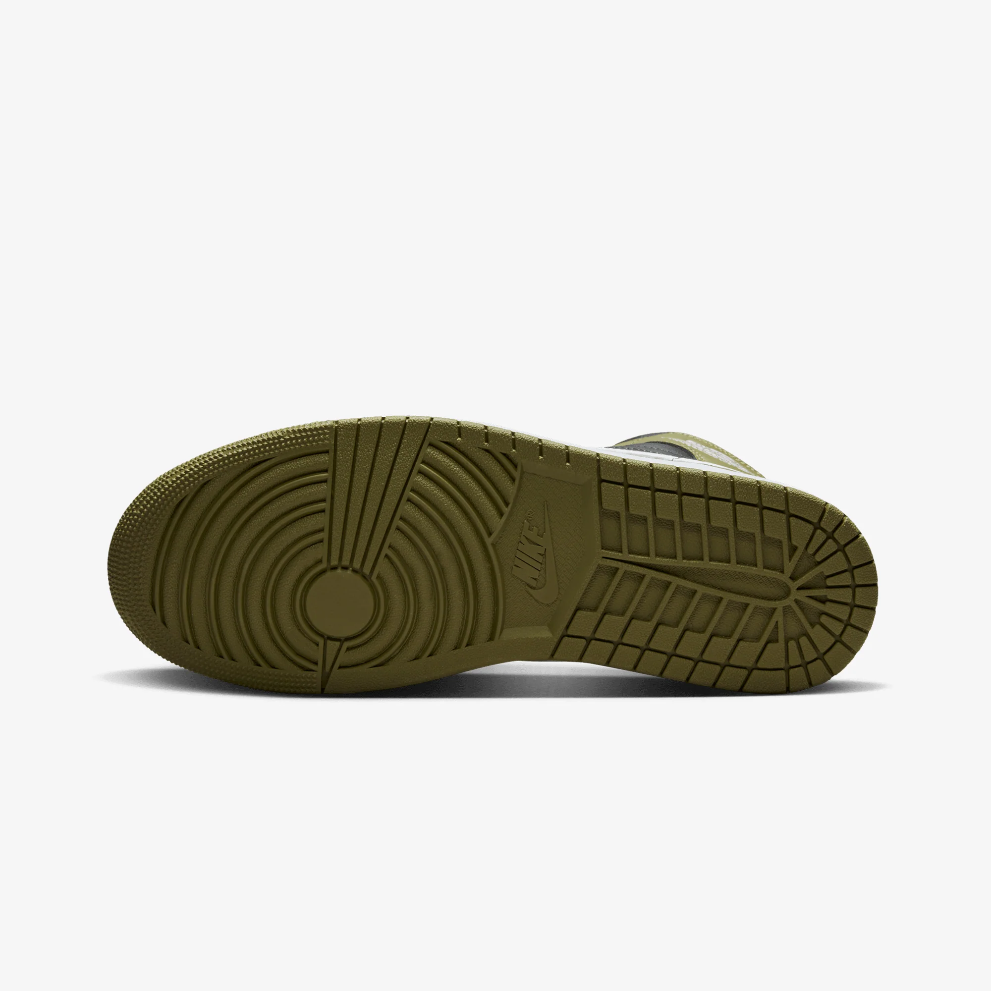JORDAN | AIR JORDAN 1 MID { BLACK/WHITE-MEDIUM OLIVE-SAIL - Image 7