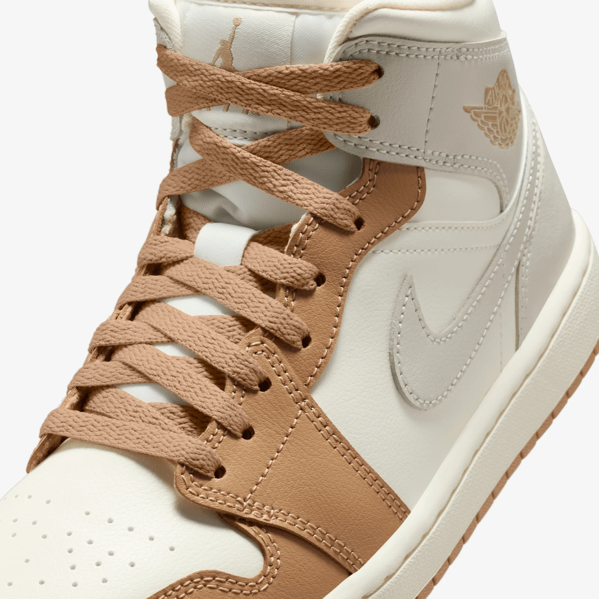 JORDAN | AIR JORDAN 1 MID { PALE IVORY/LT OREWOOD BRN-HEMP-SAIL - Image 5