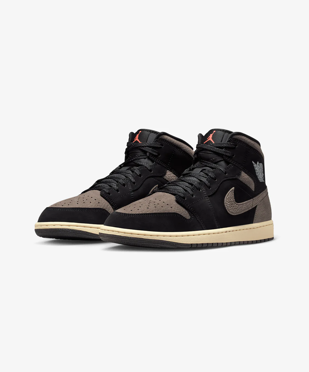 JORDAN | AIR JORDAN 1 MID SE { BLACK/OLIVE GREY-LT WILD MANGO - Image 3