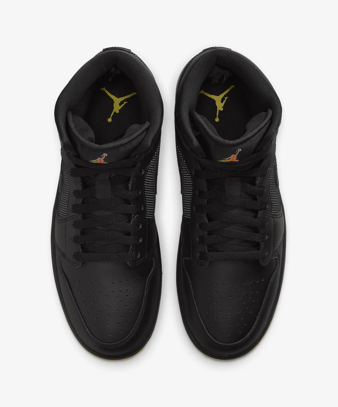 JORDAN | AIR JORDAN 1 MID SE { BLACK/SILVER-OPTI YELLOW - Image 2