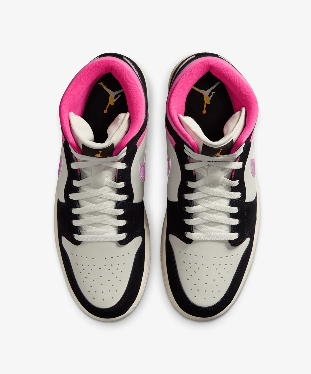 JORDAN | AIR JORDAN 1 MID SE { BLACK/UNIVERSITY GOLD-SAIL-PINKSICLE - Image 2