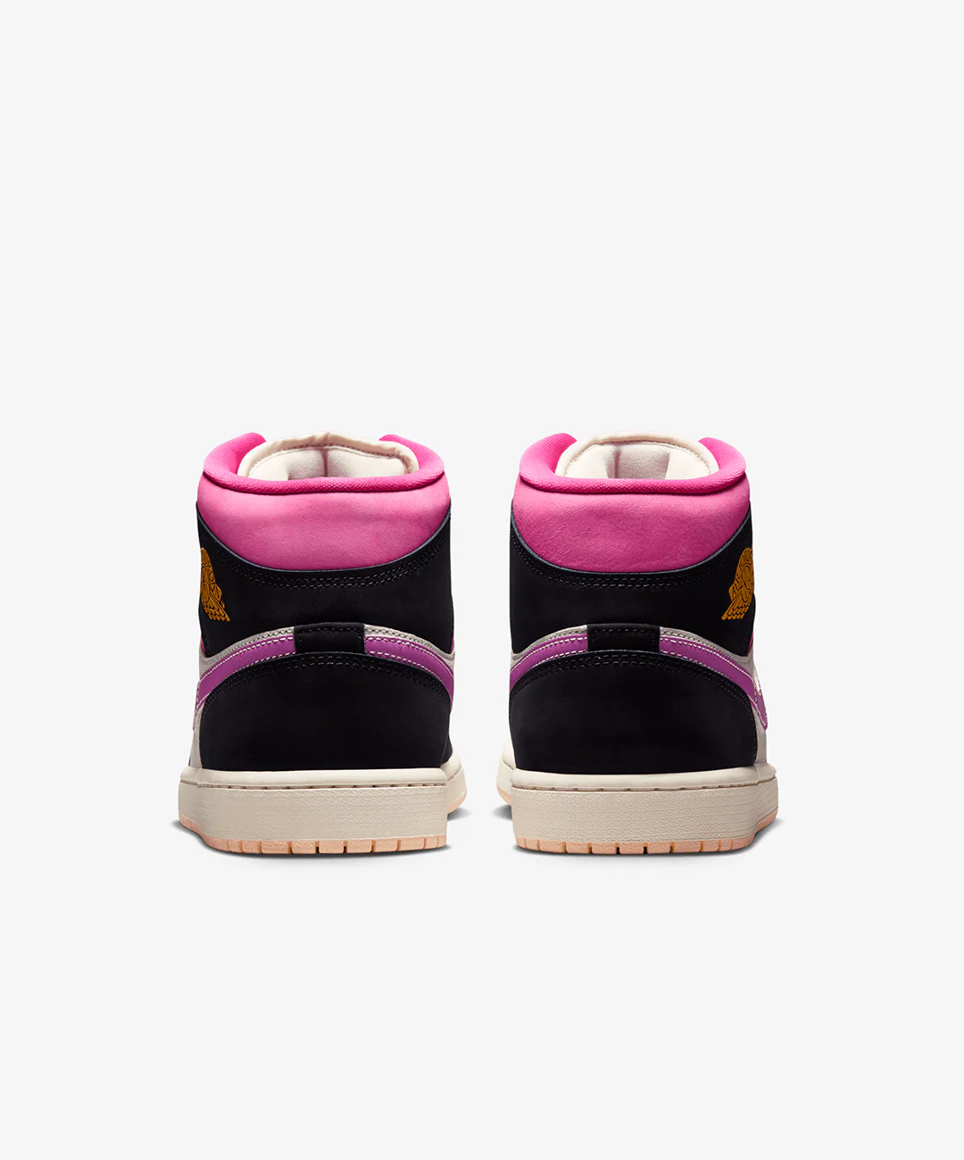 JORDAN | AIR JORDAN 1 MID SE { BLACK/UNIVERSITY GOLD-SAIL-PINKSICLE - Image 4
