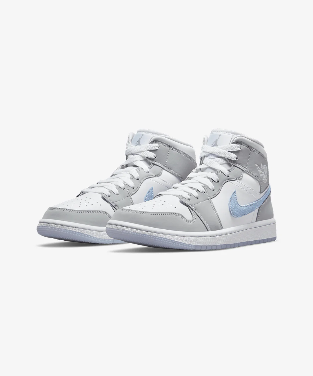 JORDAN | AIR JORDAN 1 MID { WHITE/ALUMINUM-WOLF GREY - Image 3