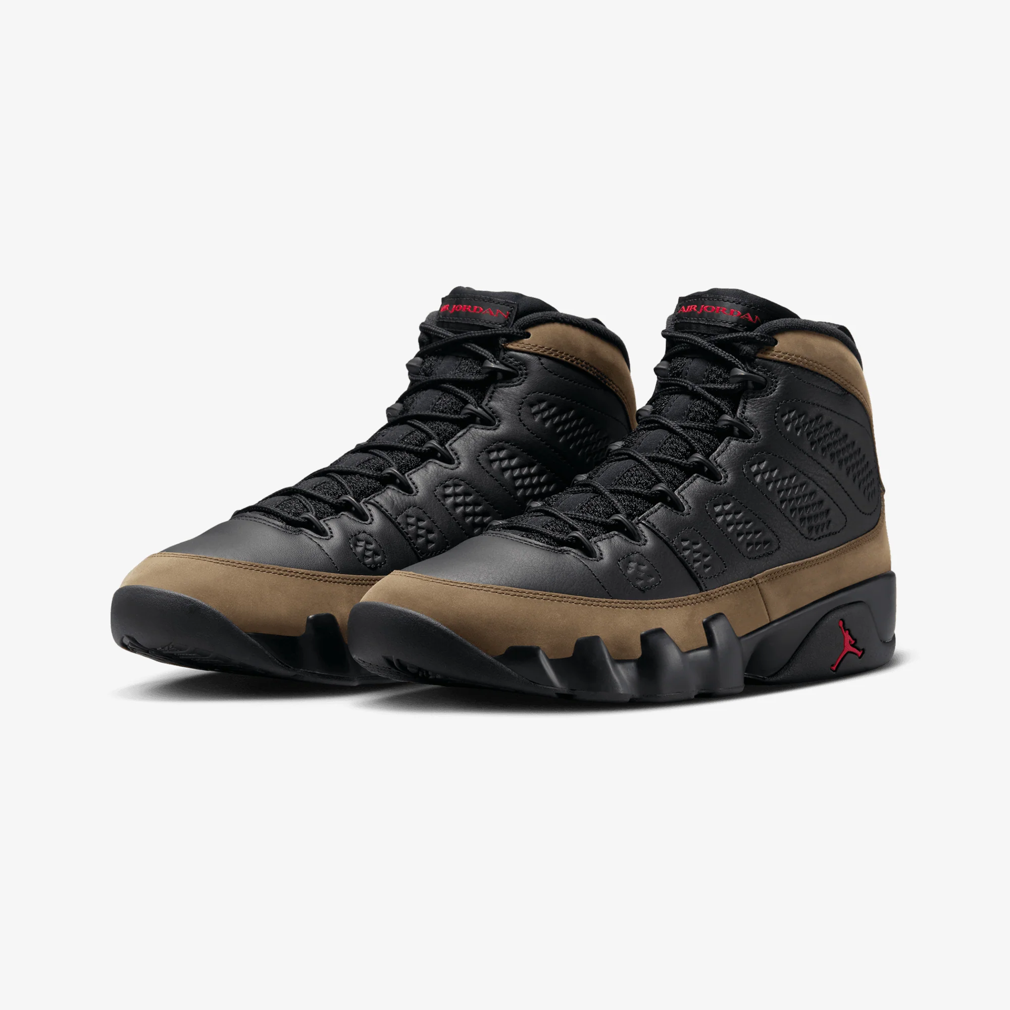 Jordan | AIR JORDAN 9 RETRO { BLACK/TRUE RED-LIGHT OLIVE - Image 3