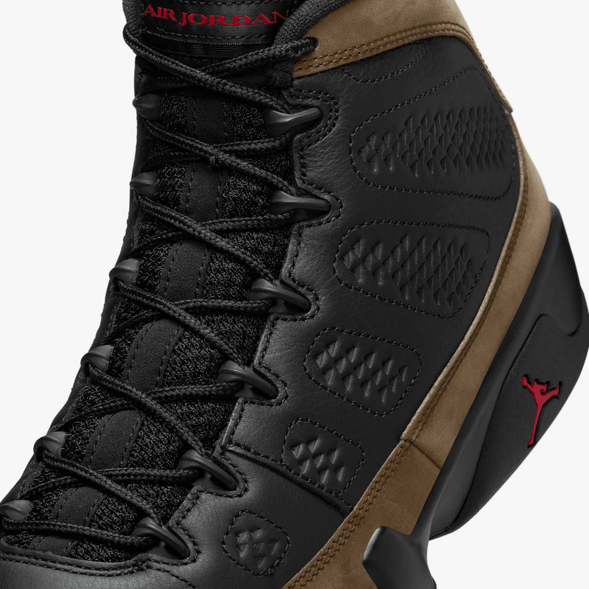 Jordan | AIR JORDAN 9 RETRO { BLACK/TRUE RED-LIGHT OLIVE - Image 5