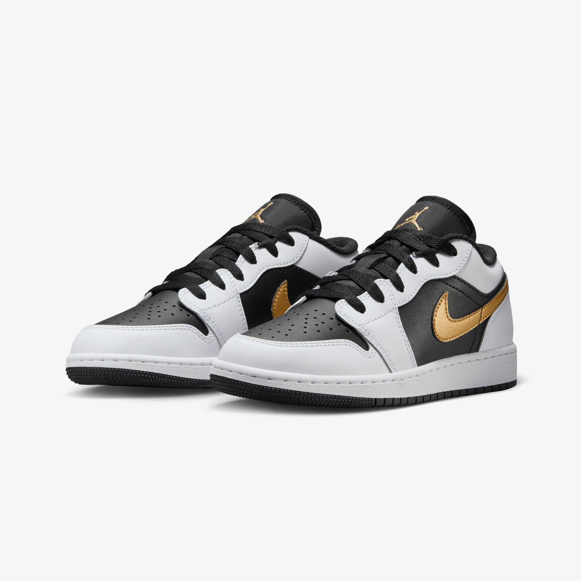 JORDAN | AIR JORDAN LOW 1 (GS) { WHITE/METALLIC GOLD-BLACK - Image 3