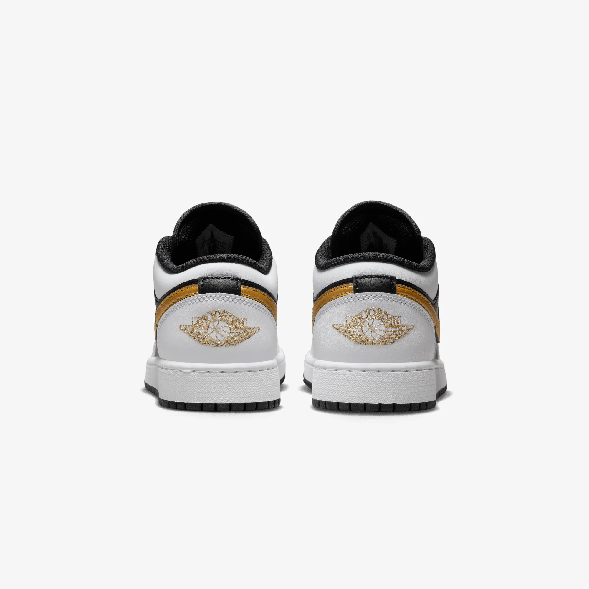JORDAN | AIR JORDAN LOW 1 (GS) { WHITE/METALLIC GOLD-BLACK - Image 4
